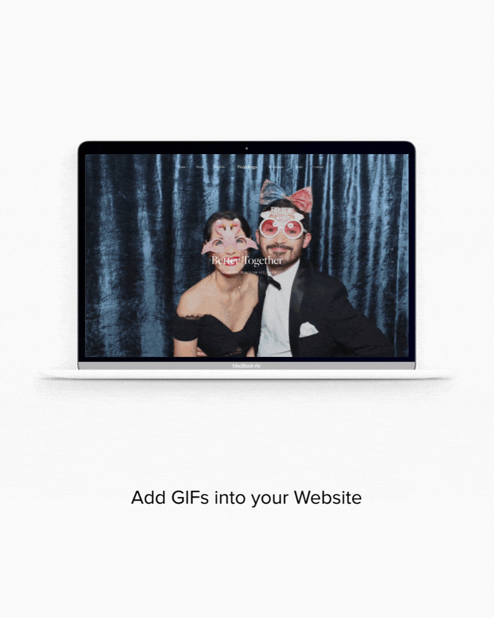 Website scroll inside a laptop, slider with GIFs