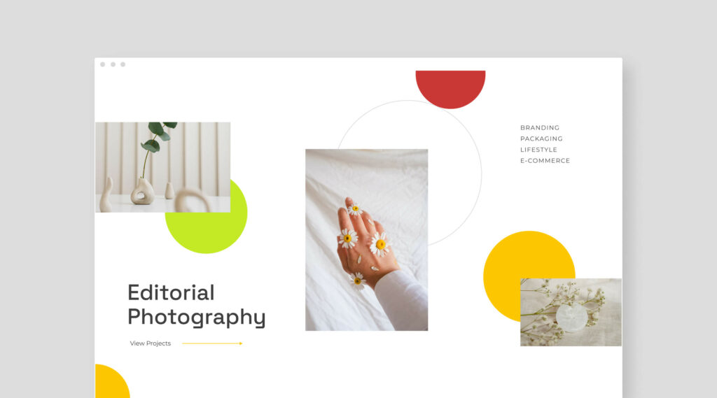 Vibrant and colourful layout with pictures
