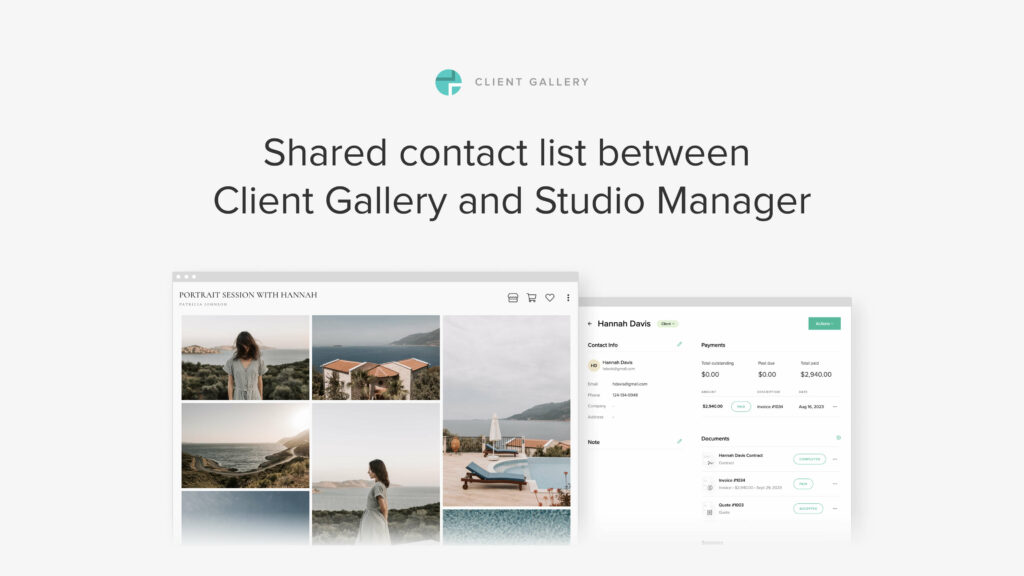 Shared contact list between Client Gallery and Studio Manager