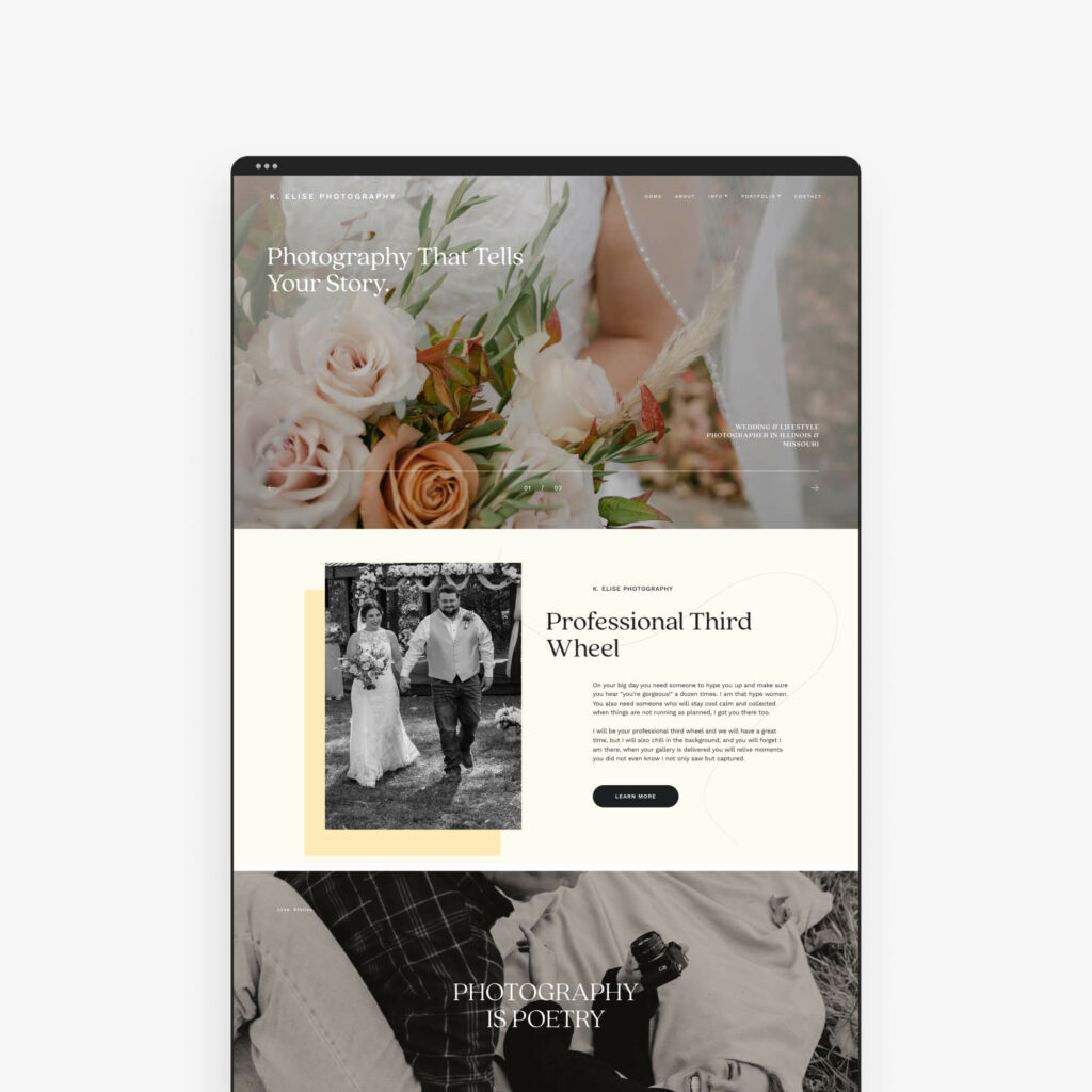 Colorful wedding photography website example