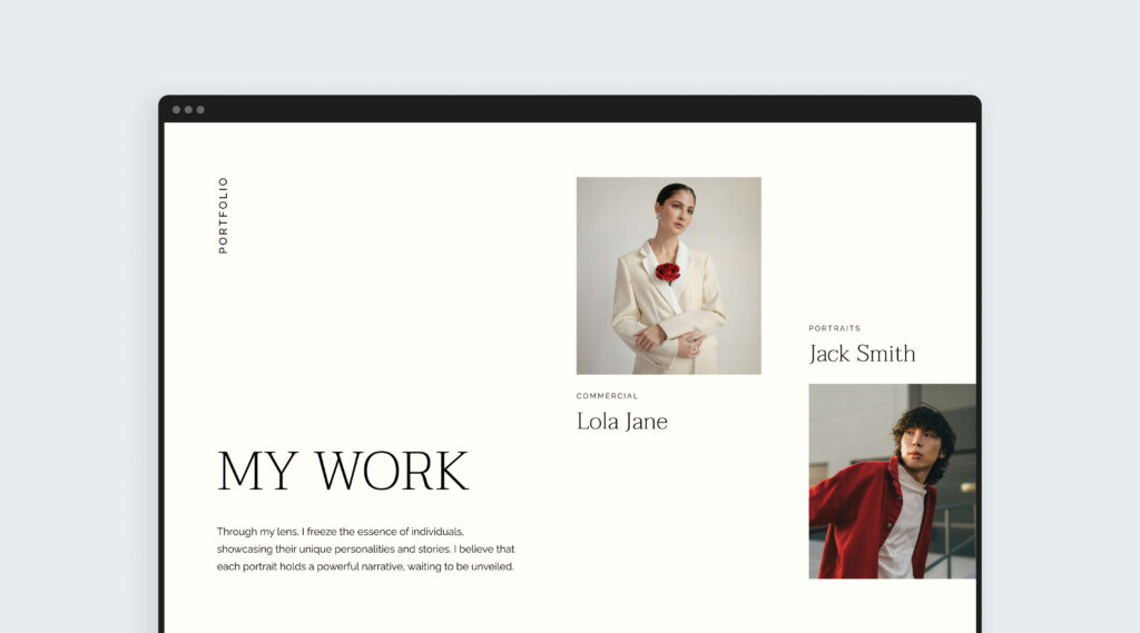 Minimalist design showcases photography layout