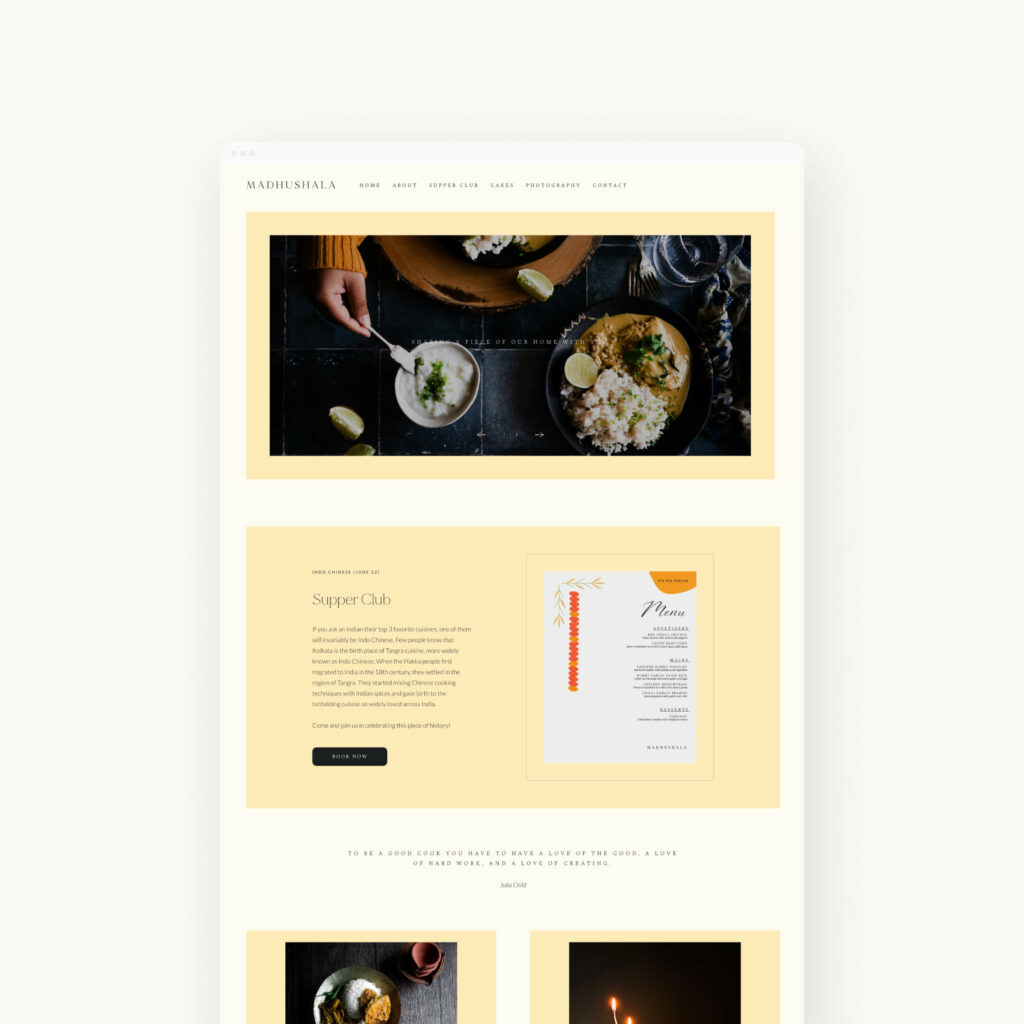 Example of a website featuring authentic regional cuisine photography