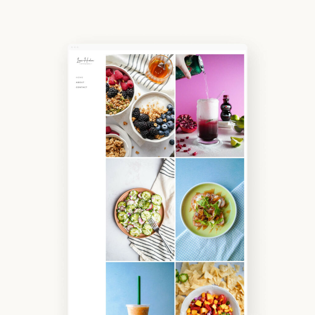 Clean and minimalistic food photography website example.