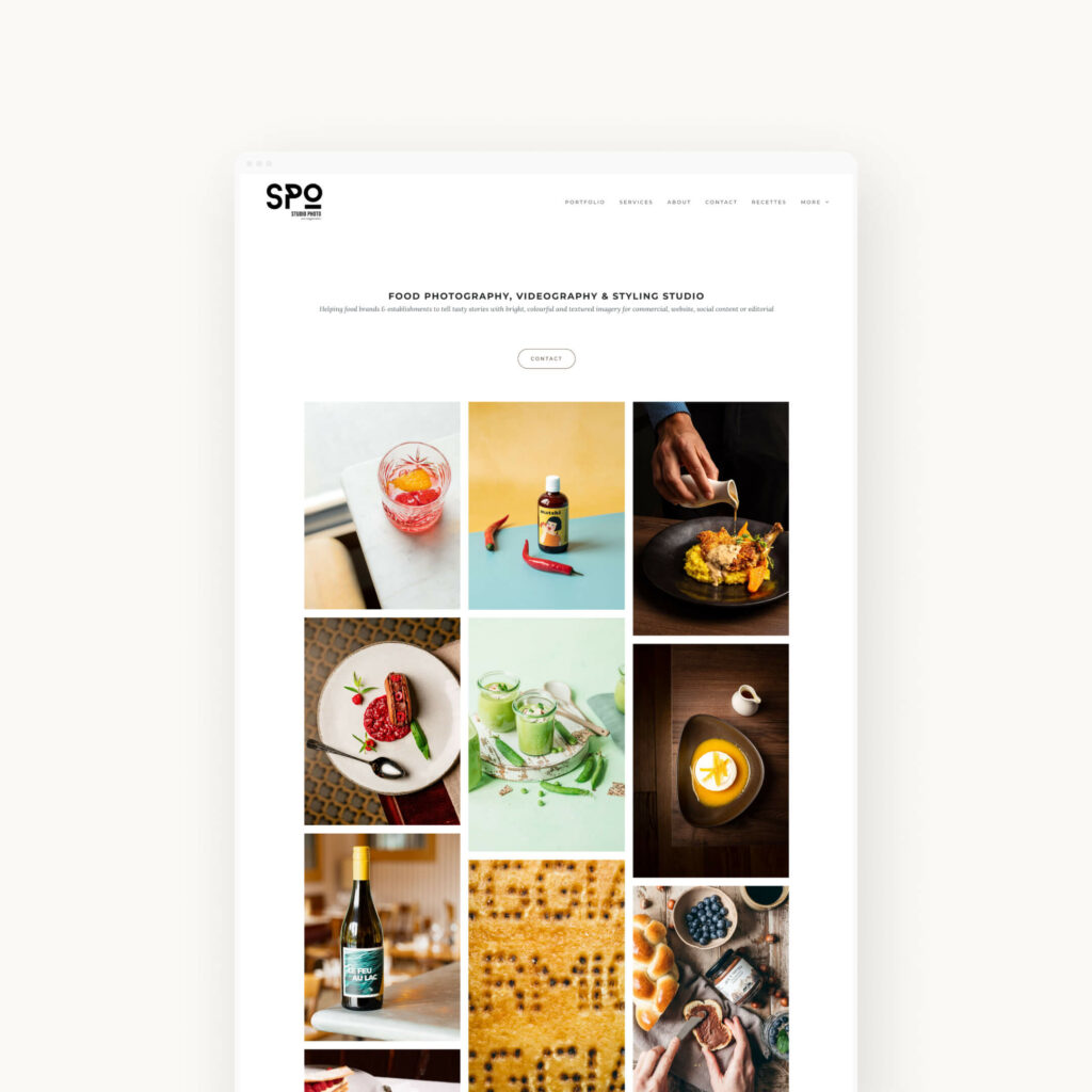 Example of a sleek and minimalistic food photography website.