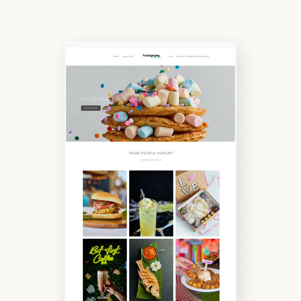 Food photography website examples for cafes and restaurants.