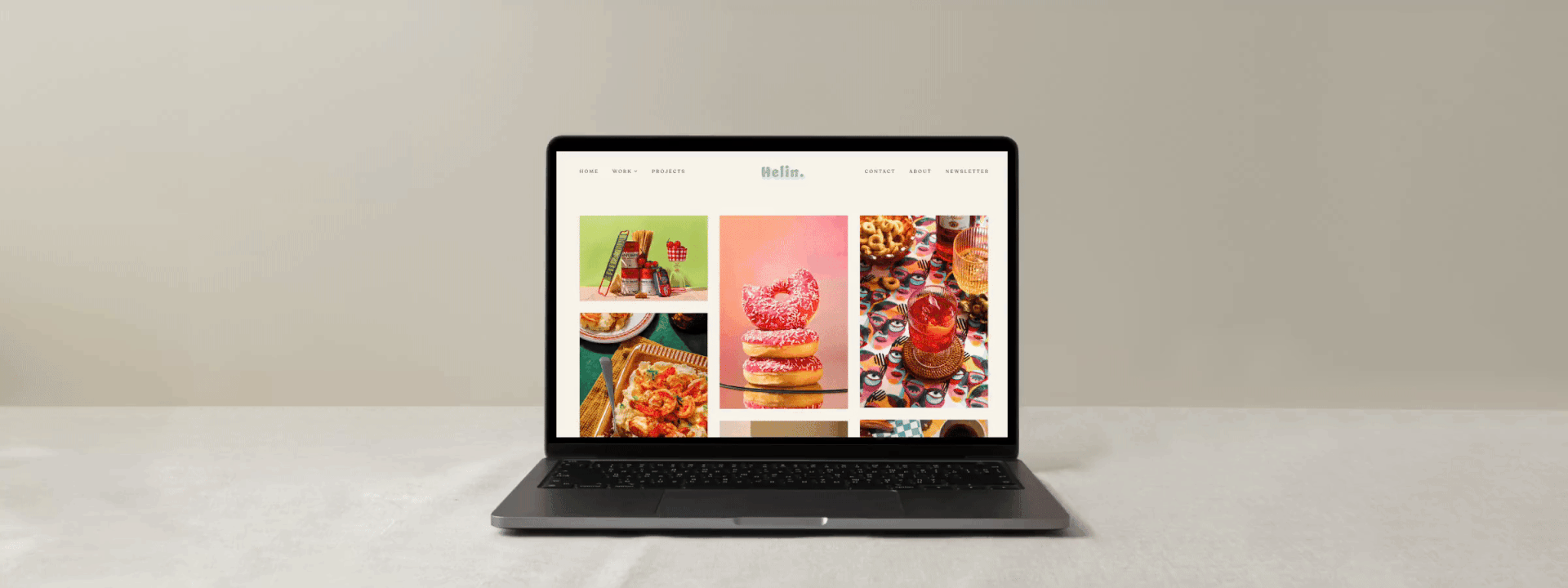 Creative food photography website using GIFs