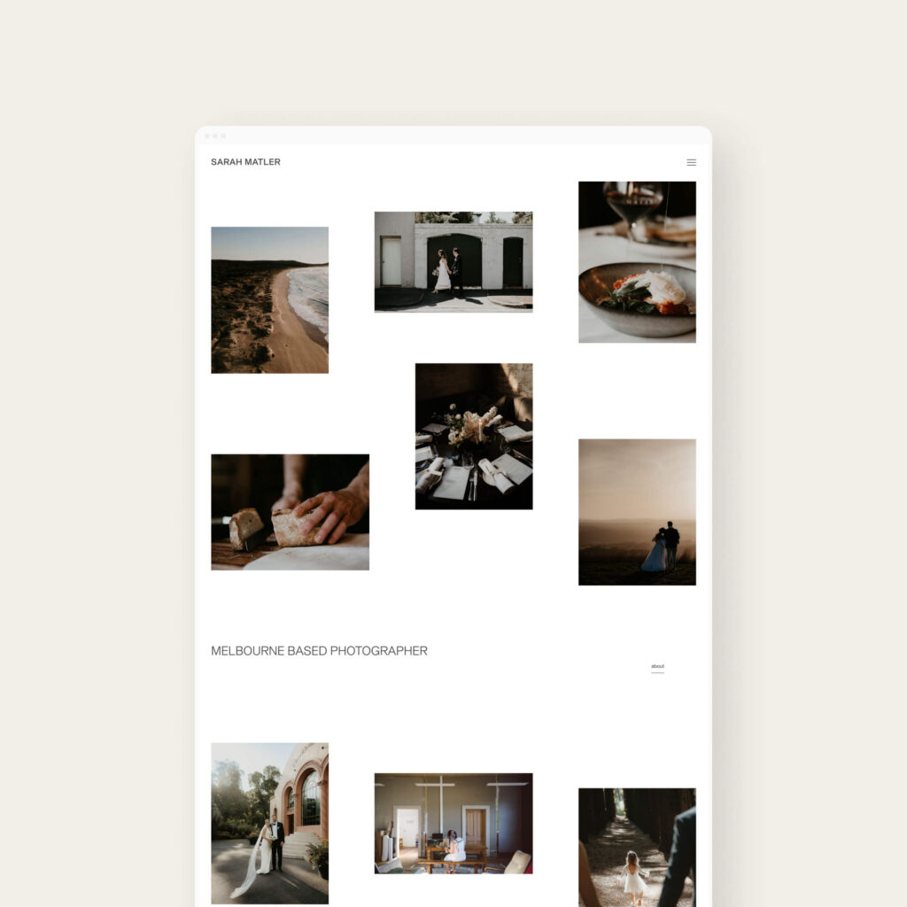 Minimalistic website design for photographers.