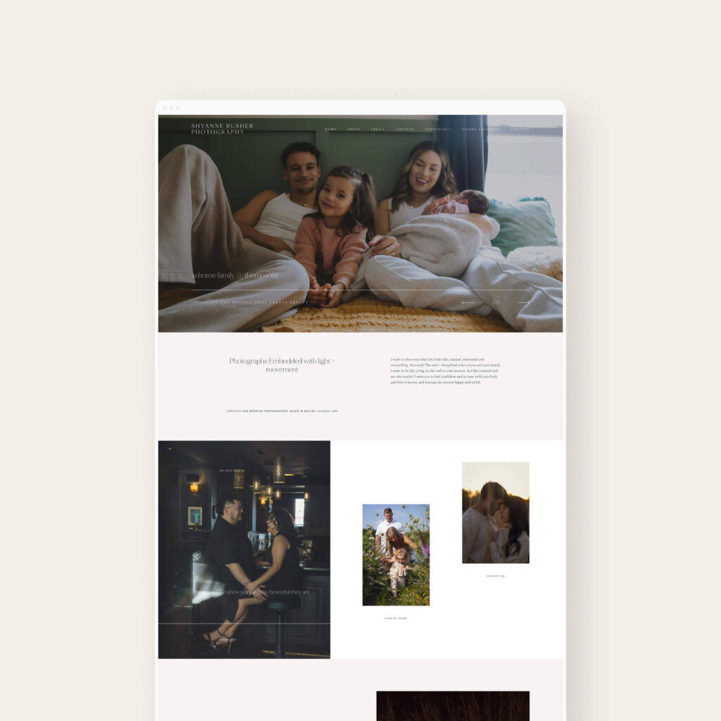 Clean and charming website design for family and kids photographers.