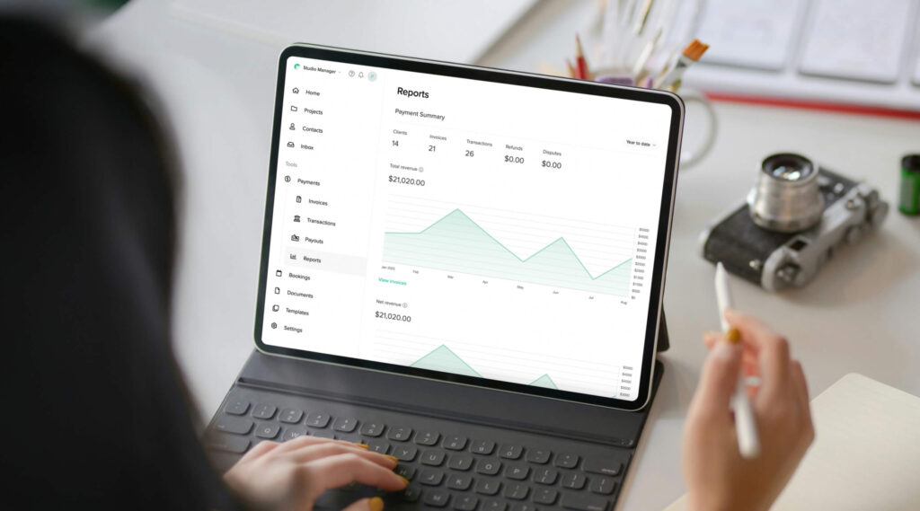 view invoices and get reports with Studio Manager