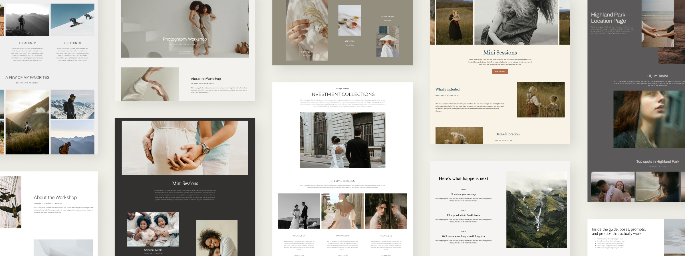 Landing pages for photographers